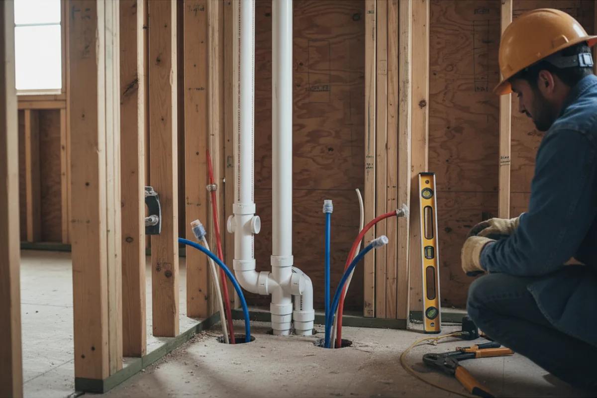 Drain and supply rough-in during Drain Cleaning in Edgemoor
