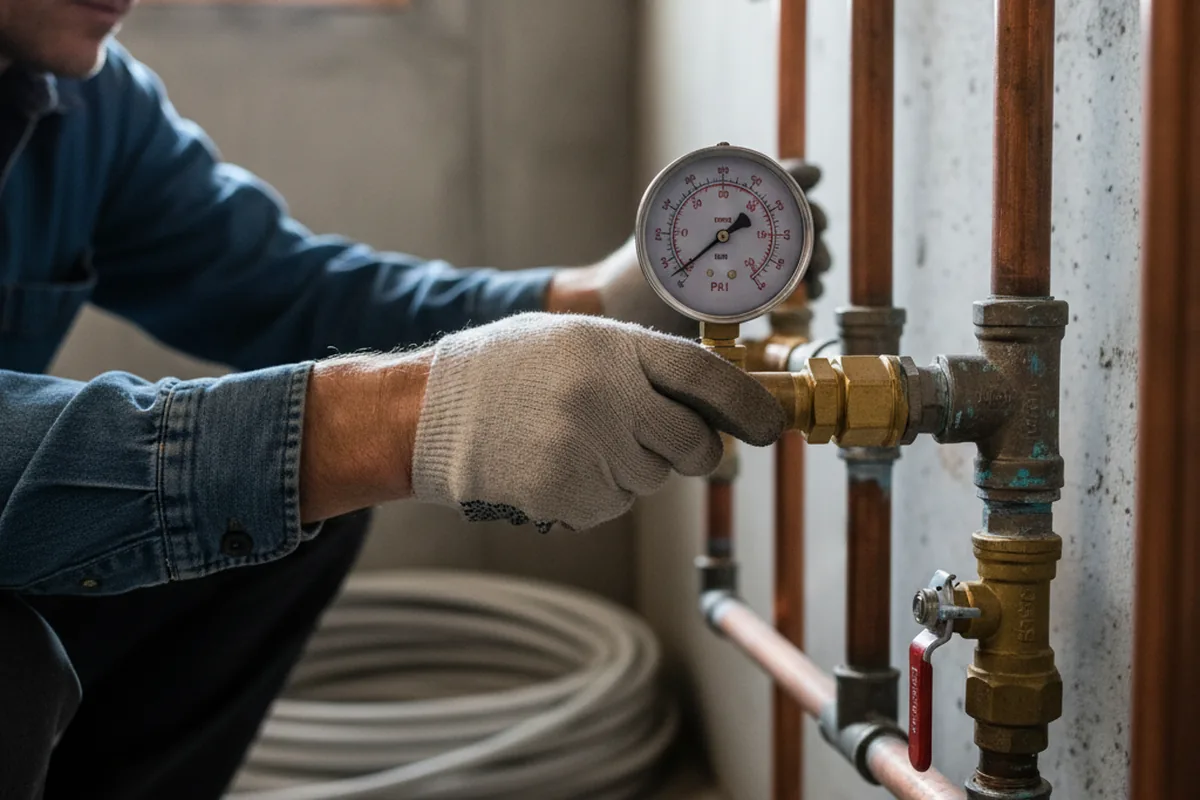 Pressure testing a repaired line during Water Line Repair in Edgemoor